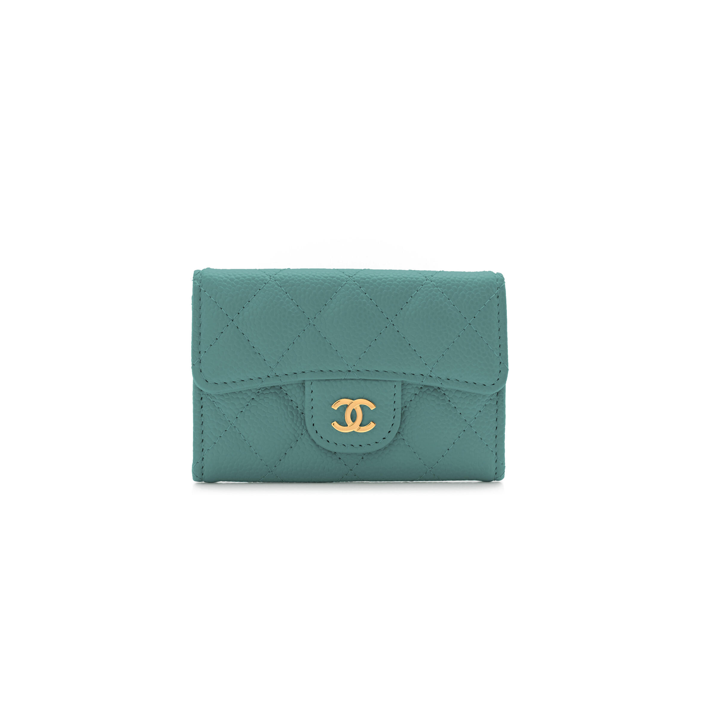 CHANEL CAVIAR QUILTED FLAP CARD HOLDER WALLET GREEN AP0214 (11.3*7.5*2.5cm)